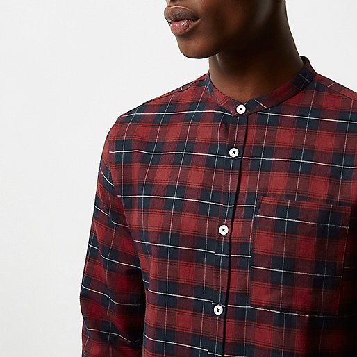 river island black ripped jeans,Tops jacques-vertuk Clothing Red casual slim fit grandad check shirt Shirts Sale men