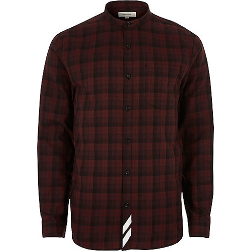 jacques-vertuk Red check back print grandad shirt 299767 men Shirts