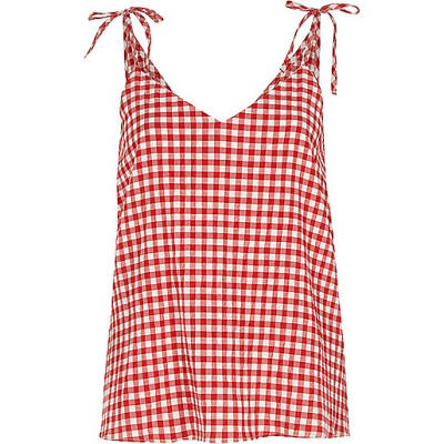 jacques-vertuk Red check bow shoulder cami top 702372 women Tops