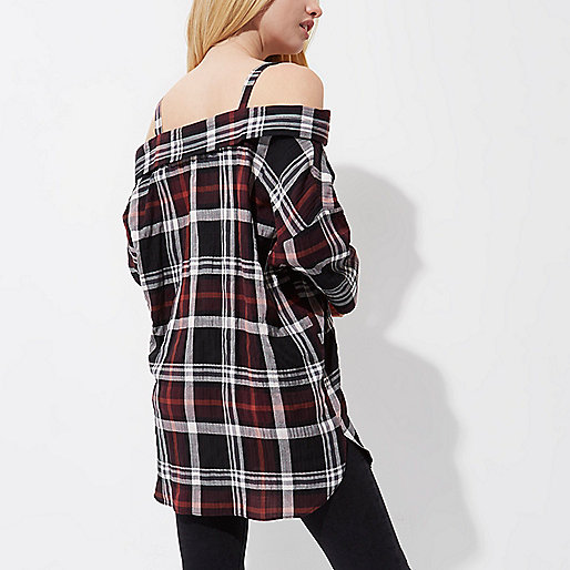 river island corset dress,Online Shopping At jacques-vertuk Red check cold shoulder shirt Shirts Tops women