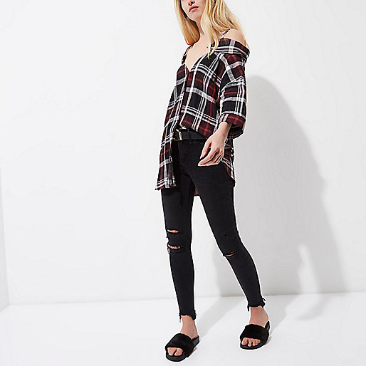 river island sign up,jacques-vertuk Ireland Red check cold shoulder shirt women 706377