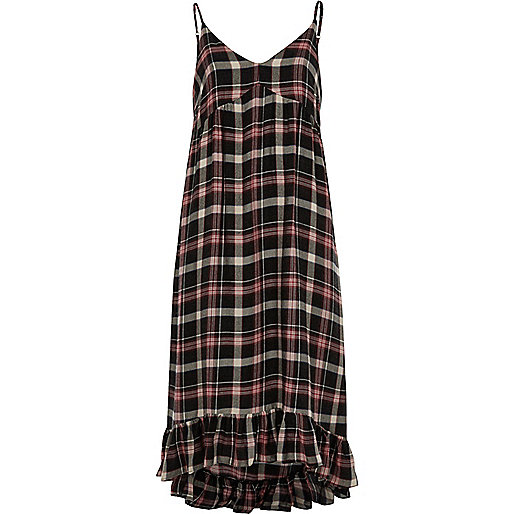 river island leopard bag,jacques-vertuk Sale Red check frill hem maxi slip dress women 707890