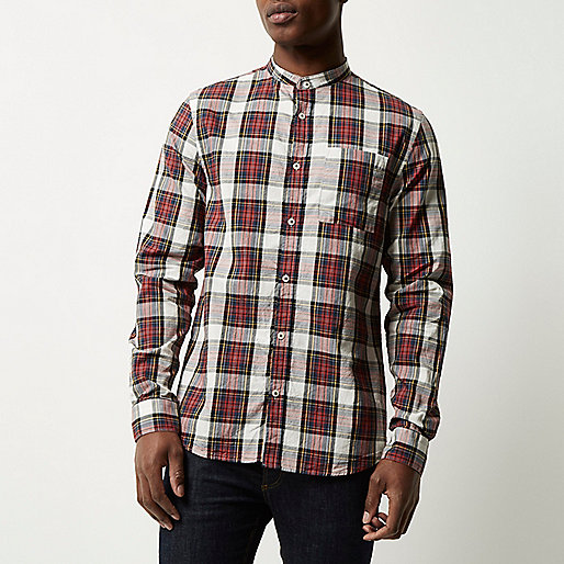 river island red coat sale,jacques-vertuk Stores Red check grandad Oxford shirt men 295315