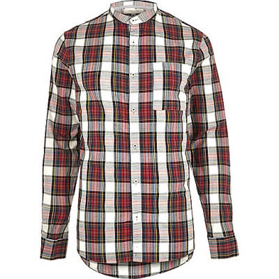 river island red coat sale,jacques-vertuk Stores Red check grandad Oxford shirt men 295315