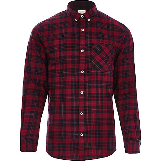 river island black cargos,jacques-vertuk Mode Red check long sleeve button-down shirt Long Sleeve Shirts Shirts men