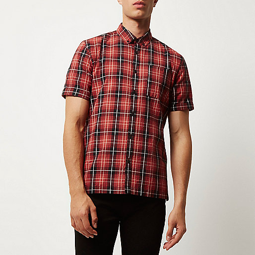 river island navy quilted jacket,jacques-vertuk Online Red check Oxford short sleeve shirt men 294241