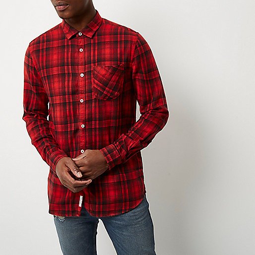 mens coats sale river island,jacques-vertuk UK Red check shirt men 298213