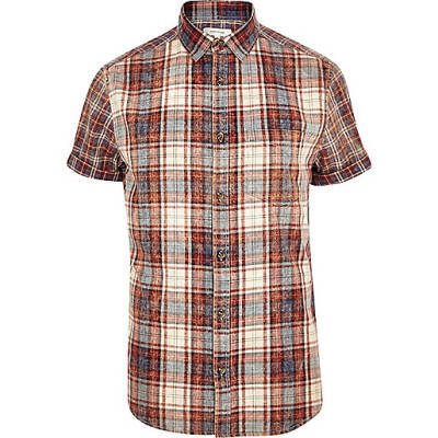 jacques-vertuk Red check short sleeve shirt 279057 men Shirts