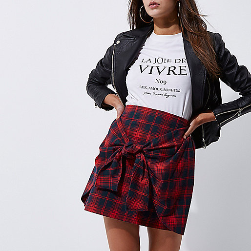 molly mid rise jeans,Online Shopping At jacques-vertuk Red check tie front mini skirt Mini Skirts Skirts women