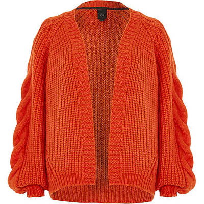 river island animal print purse,jacques-vertuk Womens Wear Red chunky cable knit cardigan Cardigans Knitwear women