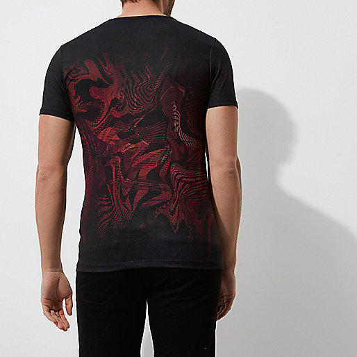 river island biker coat,jacques-vertuk Outlet Red fade abstract print muscle fit T-shirt men 301746