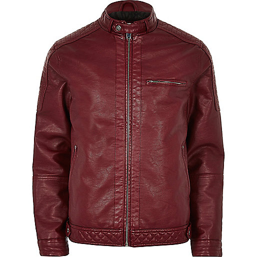 jacques-vertuk Red faux leather racer jacket 299615 men Coats / Jackets Jackets