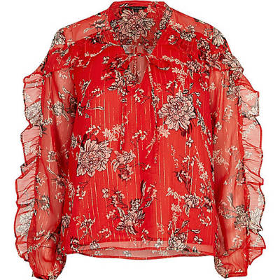 jacques-vertuk Red floral print frill blouse 693109 women Seasonal Offers