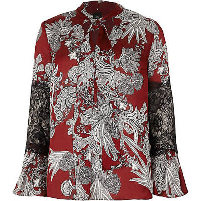 river island mens boat shoes,jacques-vertuk Online Bestellen Red floral print lace insert blouse Blouses Tops women