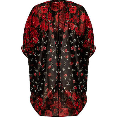 river island black tie dress,jacques-vertuk Online Red floral print longline cardigan women 700086