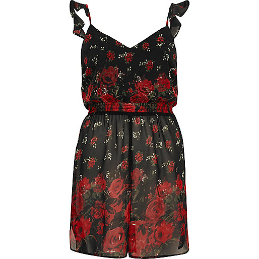 jacques-vertuk Red floral print longline frill cami top 700914 women Holiday Shop