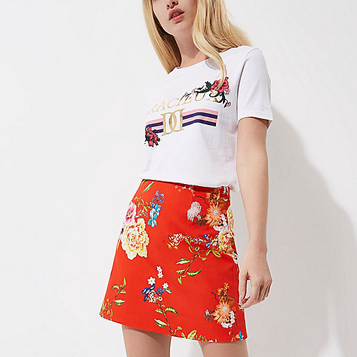 river island butterfly purse,jacques-vertuk Store Sale Red floral print mini skirt Mini Skirts Skirts women