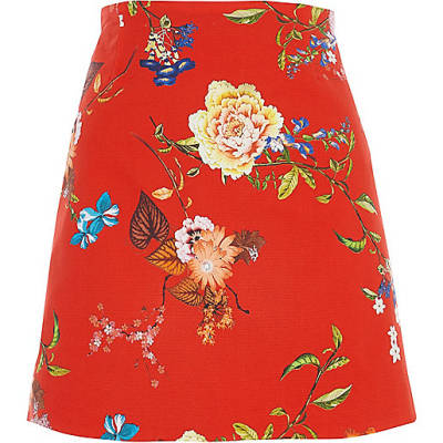 jacques-vertuk Red floral print mini skirt 708163 women Skirts Mini Skirts