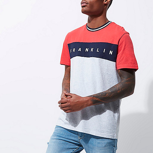 river island com,jacques-vertuk Shirt Womens Red Franklin & Marshall color block T-shirt T-shirts T-Shirts / Tanks men