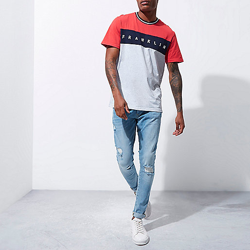 river island com,jacques-vertuk Shirt Womens Red Franklin & Marshall color block T-shirt T-shirts T-Shirts / Tanks men