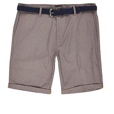 jacques-vertuk Red houndstooth print belted shorts 295277 men Shorts