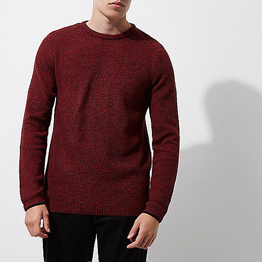 river island red bag,jacques-vertuk Stores Red knit crew neck slim fit sweater men 301636