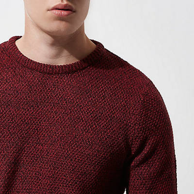 river island red bag,jacques-vertuk Stores Red knit crew neck slim fit sweater men 301636