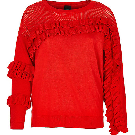 jacques-vertuk Red knit frill front sweater 706519 women Knitwear Jumpers