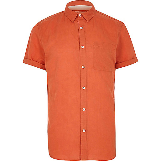 jacques-vertuk Red linen-rich short sleeve shirt 296760 men Shirts