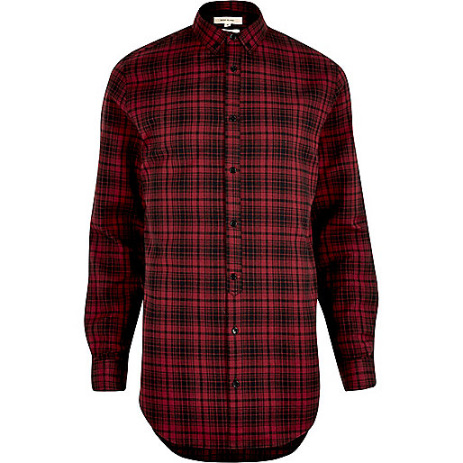 jacques-vertuk Red longline check shirt 294781 men Shirts