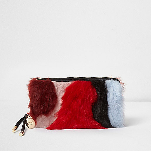 river island brown perspex heels,jacques-vertuk Ireland Red multi-colored faux fur zip around purse women 706016