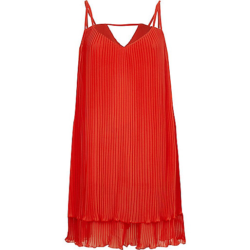 jacques-vertuk Red pleated cami slip dress 703585 women Dresses Slip / Cami Dresses