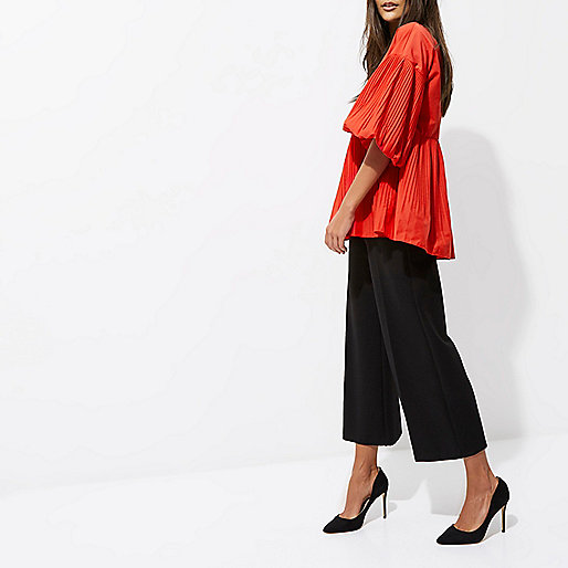 river island denim midi dress,jacques-vertuk Online Mens Red pleated V neck puff sleeve top Blouses Tops women