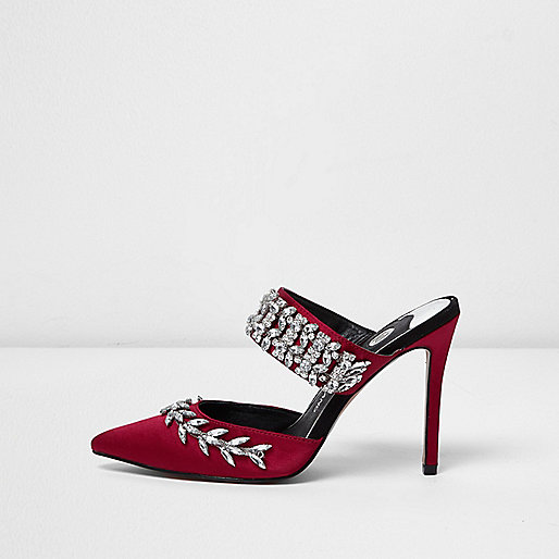 mum jeans river island,jacques-vertuk Fashion Shop Red rhinestone embellished court heel mules Shoes Shoes / Boots women