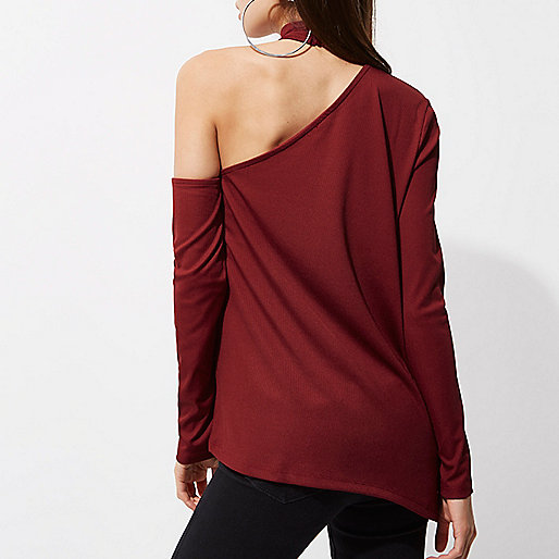 river island grey coat,jacques-vertuk London Red rib one shoulder choker top women 707353