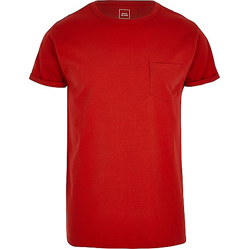 jacques-vertuk Red rolled sleeve pocket T-shirt 301906 men T-Shirts / Vests T-shirts