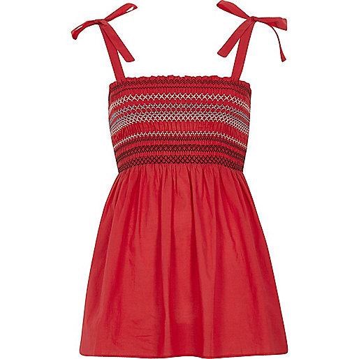 riverisland women bag sale,jacques-vertuk Online Red shirred tie shoulder cami top women 699438