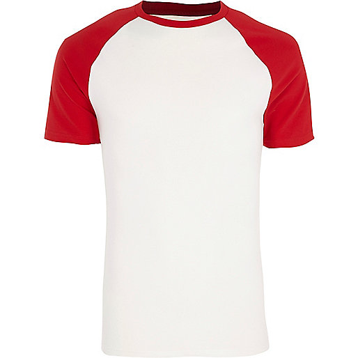 river island side bag,jacques-vertuk Mens Outfits Red short raglan sleeve muscle fit T-shirt T-shirts T-Shirts / Tanks men