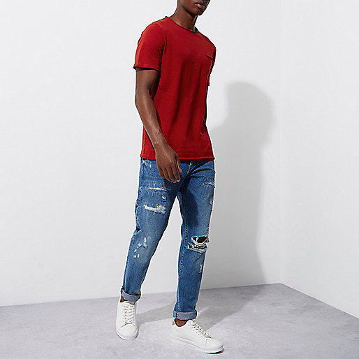 river island merry hill,jacques-vertuk Shopping Website Red slub slim fit pocket T-shirt T-shirts T-Shirts / Tanks men