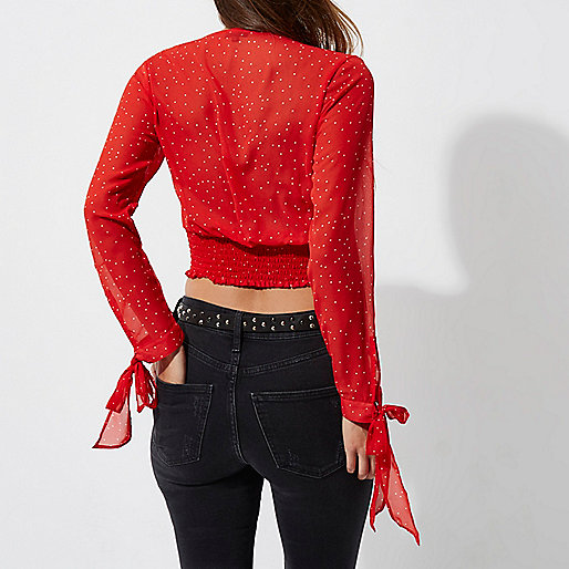 river island chevron bag,jacques-vertuk Womens Jeans Uk Red spot wrap shirred hem crop top Tops Sale women