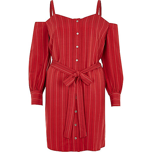 river island 70 sale,jacques-vertuk UK Red stripe cold shoulder shirt dress women 708923