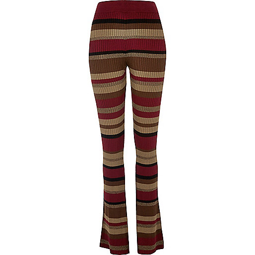 jacques-vertuk Red stripe ribbed knit flared pants 686012 women Trousers