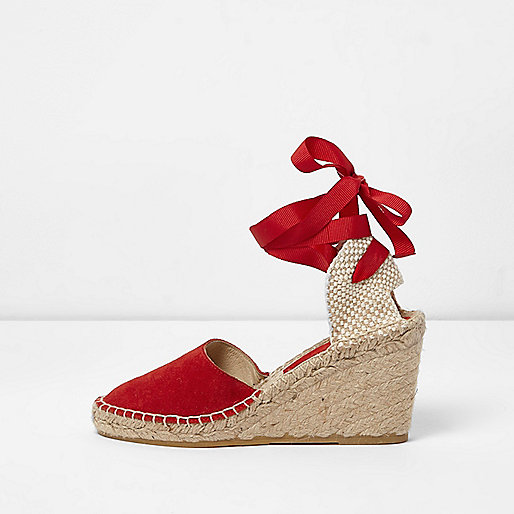 river island makeup bag,jacques-vertuk Shop Red suede ankle tie espadrille wedges women 709075