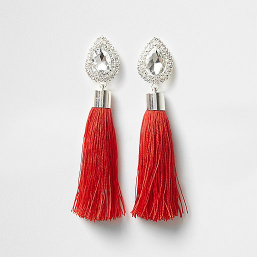 jacques-vertuk Red teardrop tassel drop earrings 708333 women Jewellery Earrings