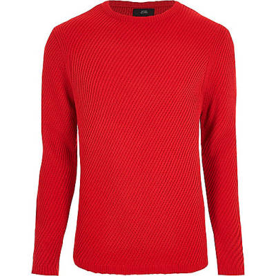 jacques-vertuk Red textured knit crew neck sweater 303475 men Jumpers / Cardigans Jumpers