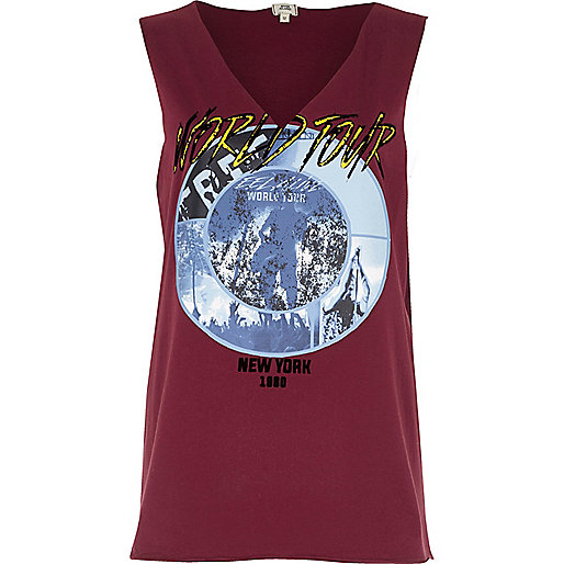 mens river island bag,Clothes At jacques-vertuk Red 'world tour' rock band print tank top T-Shirts & Tanks Sale women