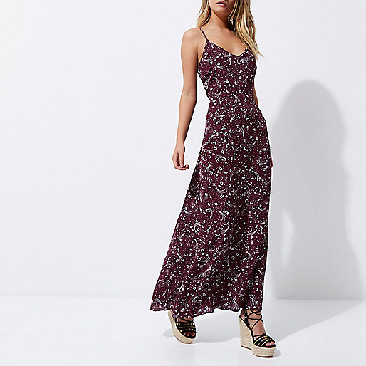 river island black floral mini dress,jacques-vertuk South Africa Red zodiac print tie up cami maxi dress women 702905