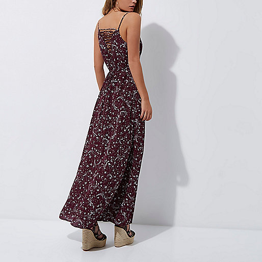 river island black floral mini dress,jacques-vertuk South Africa Red zodiac print tie up cami maxi dress women 702905