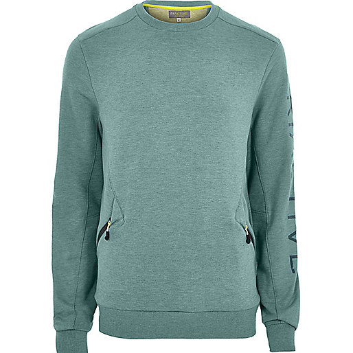 river island ladies flat shoes,Riv3Er Island RI Active teal crew neck sweatshirt Hoodies / Sweatshirts Sale men