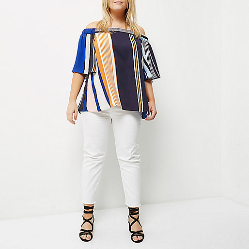 river island sale puffer coats,Shop At jacques-vertuk RI Plus blue stripe bardot top Tops Sale women